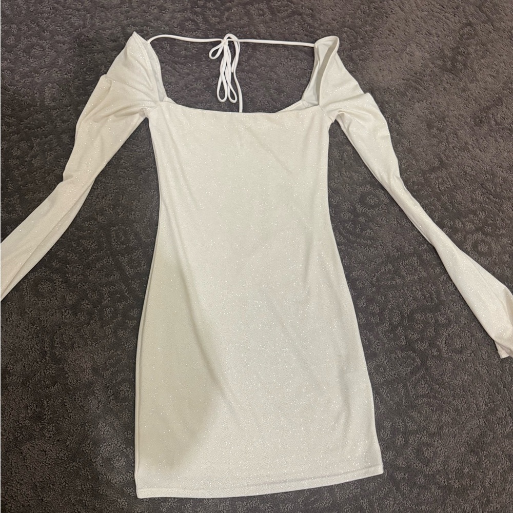 White Dress with small gold sparkle details
